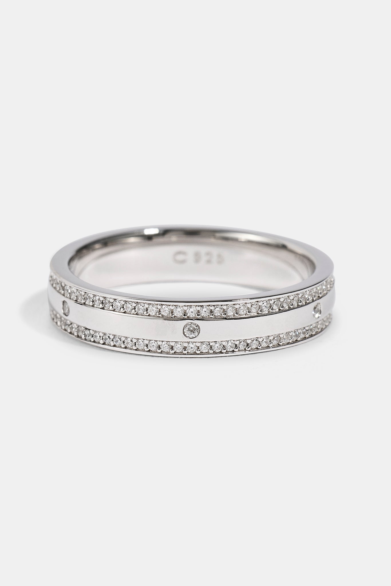 Iced Edge Polished & Gemstone Ring - 5mm